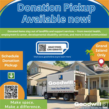 Donation Pickup now available in Grand Island!