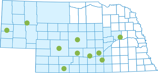 Map of Goodwill locations across Nebraska